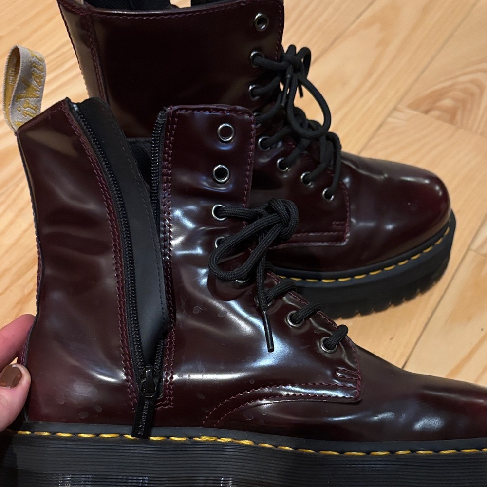 Dr. Martens Burgundy Combat Boots - Picture 2 of 5